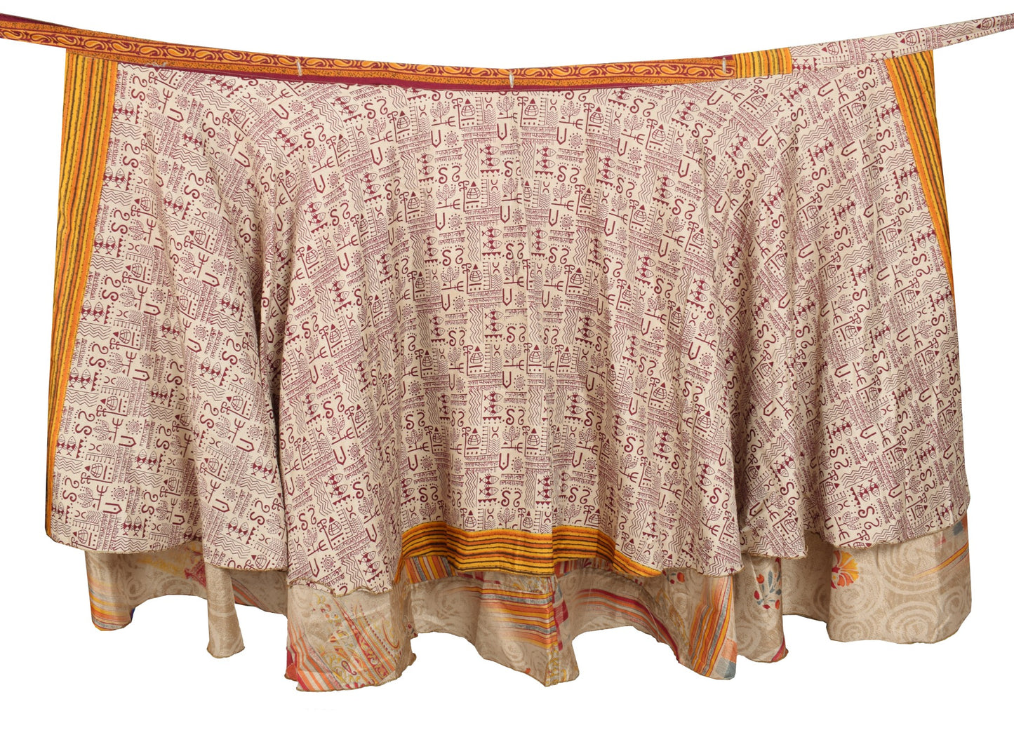 Sushila Vintage Art Silk Saree Magic Wrap Reversible Skirt Beach Dress Clothing