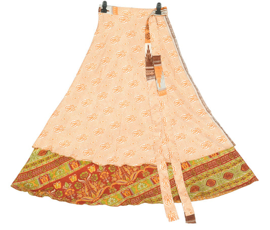 Sushila Vintage Multi-Color Saree Magic Wrap Art Silk Beach Dress Reversible Skirt