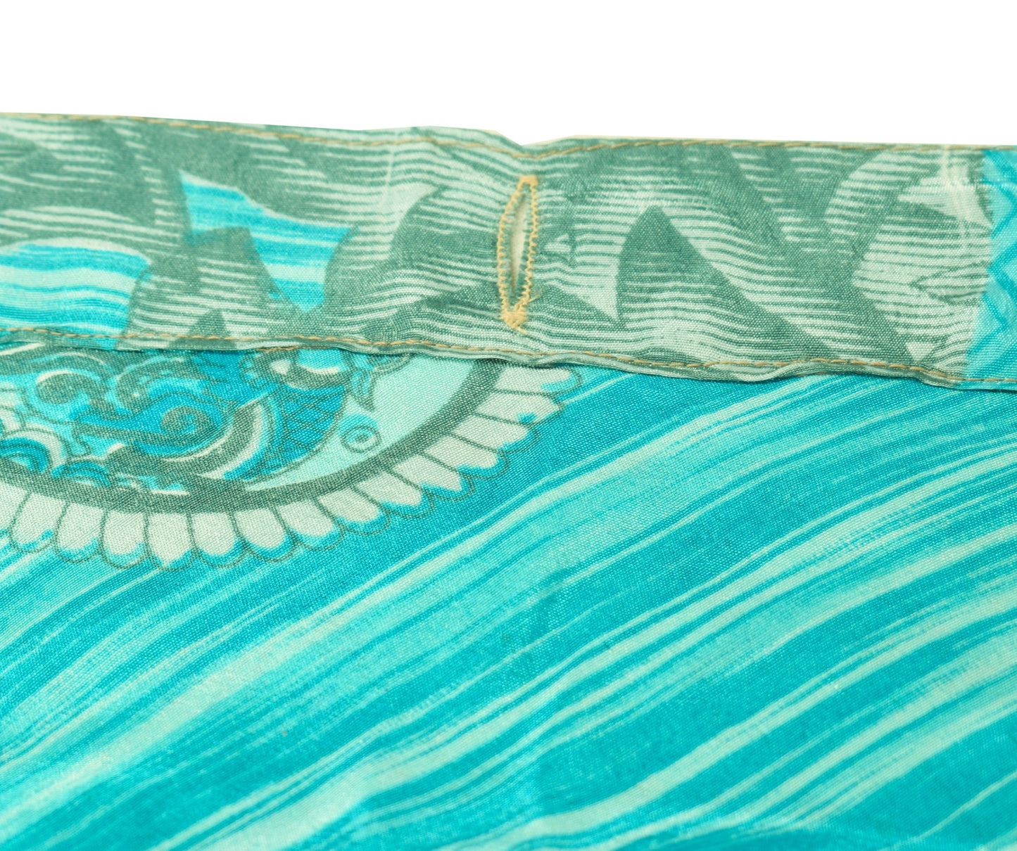 Sushila Vintage Green Blue Saree Magic Wrap Reversible Skirt Art Silk Beach Dress