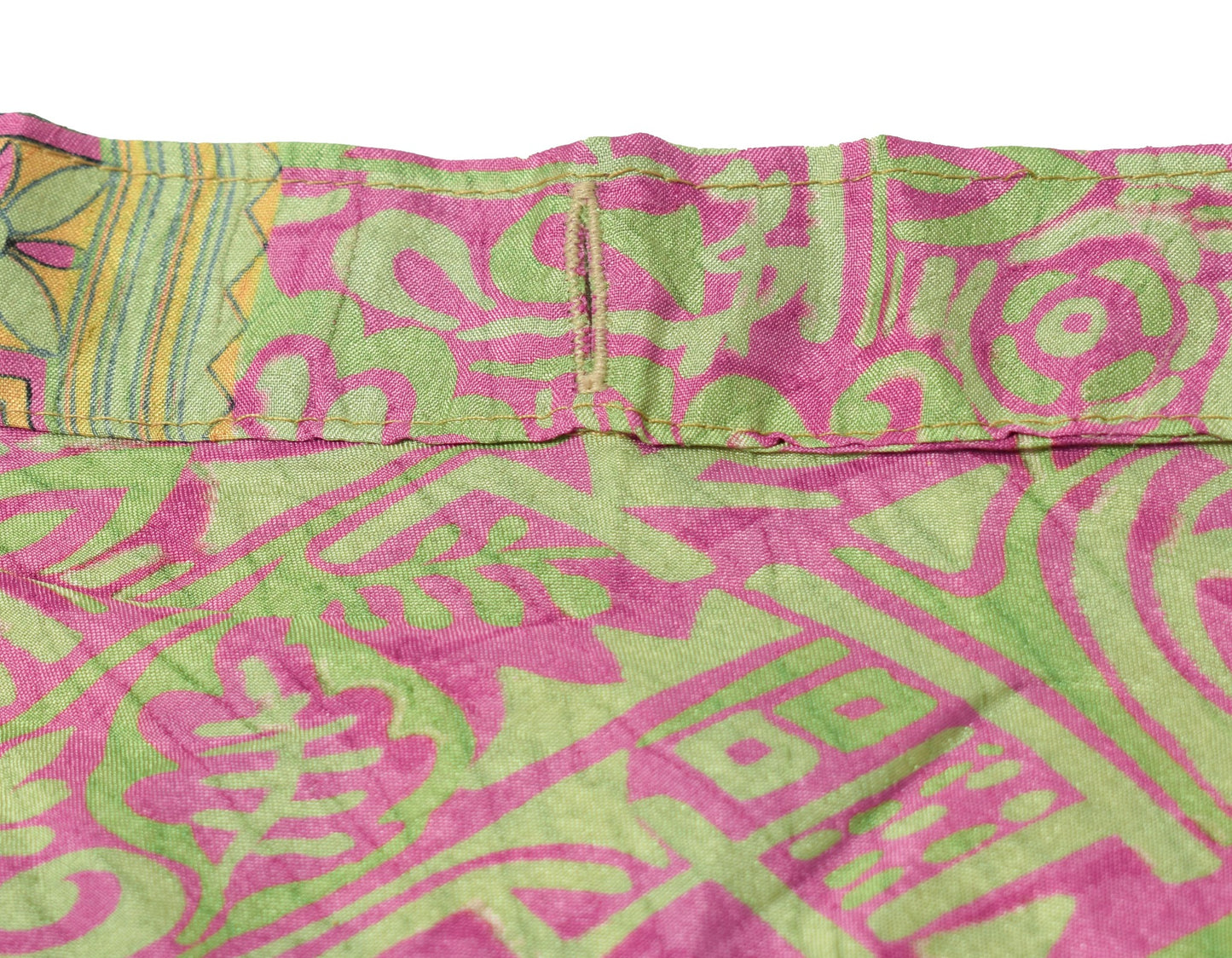 Sushila Vintage Birds Print Saree Magic Wrap Reversible Skirt Art Silk Beach Dress