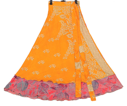Sushila Vintage Art Silk Saree Magic Wrap Reversible Skirt 2 Layer Beach Dress