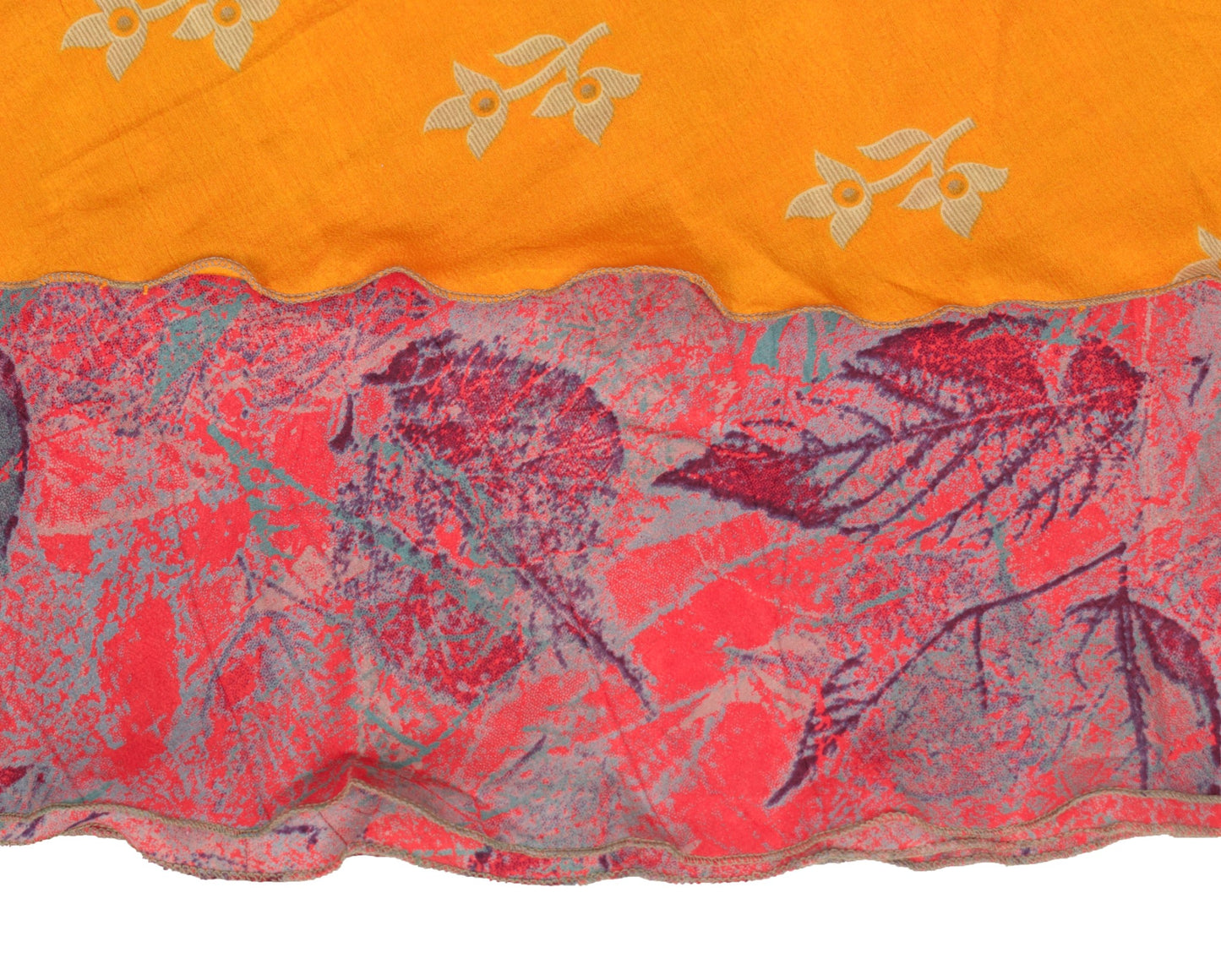 Sushila Vintage Art Silk Saree Magic Wrap Reversible Skirt 2 Layer Beach Dress