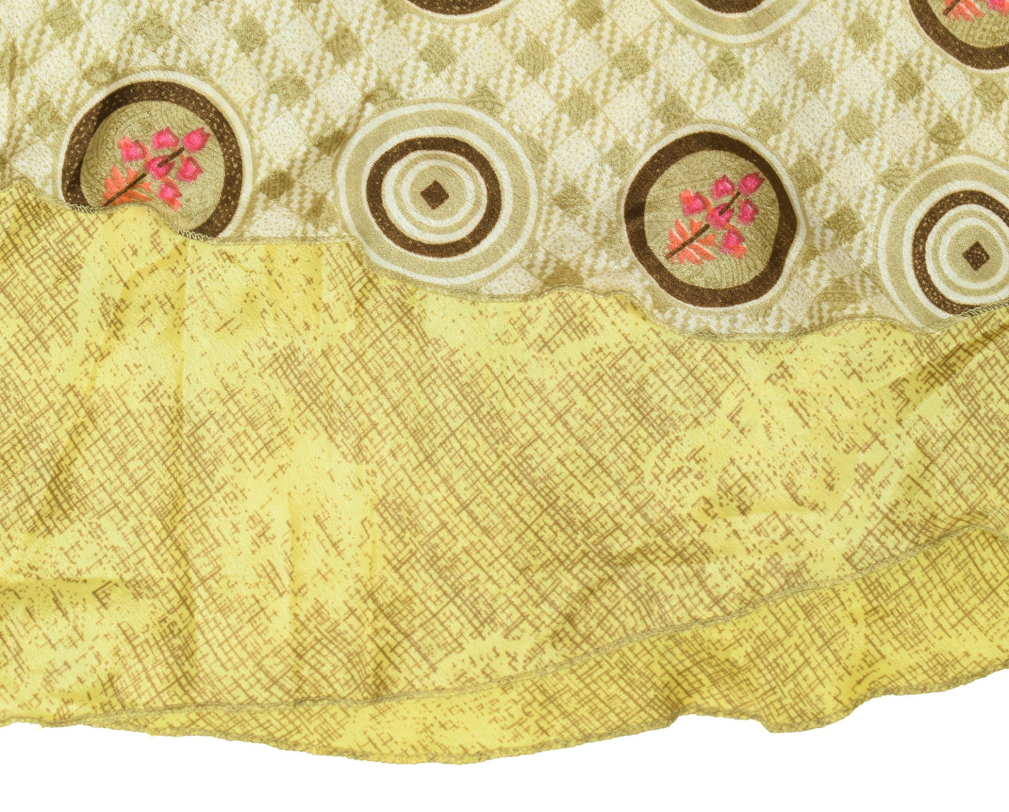 Sushila Vintage Magic Wrap Art Silk Saree Reversible Yellow Skirt Beach Dress
