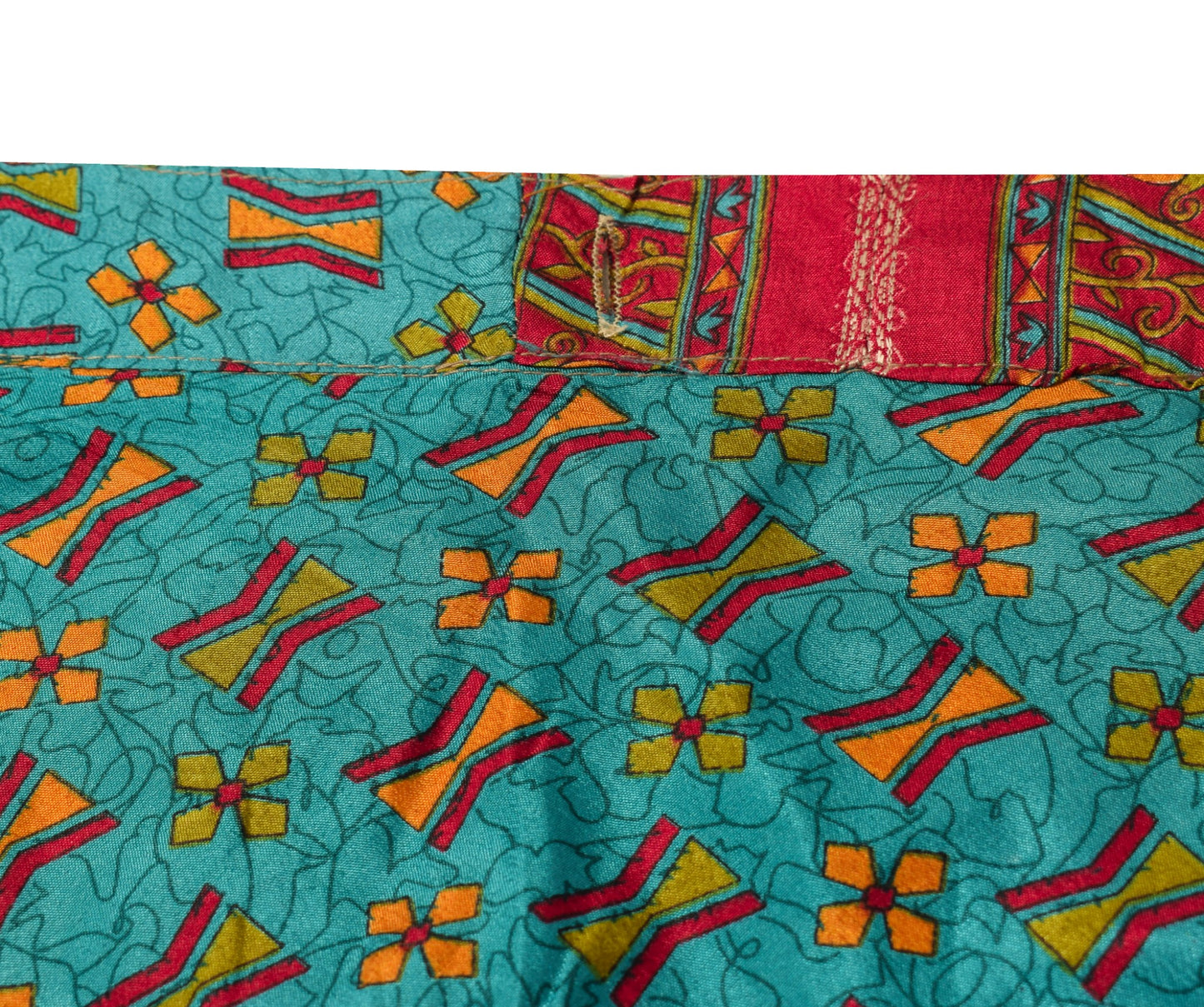 Sushila Vintage Art Silk Saree Magic Wrap Reversible Blue Skirt Beach Dress
