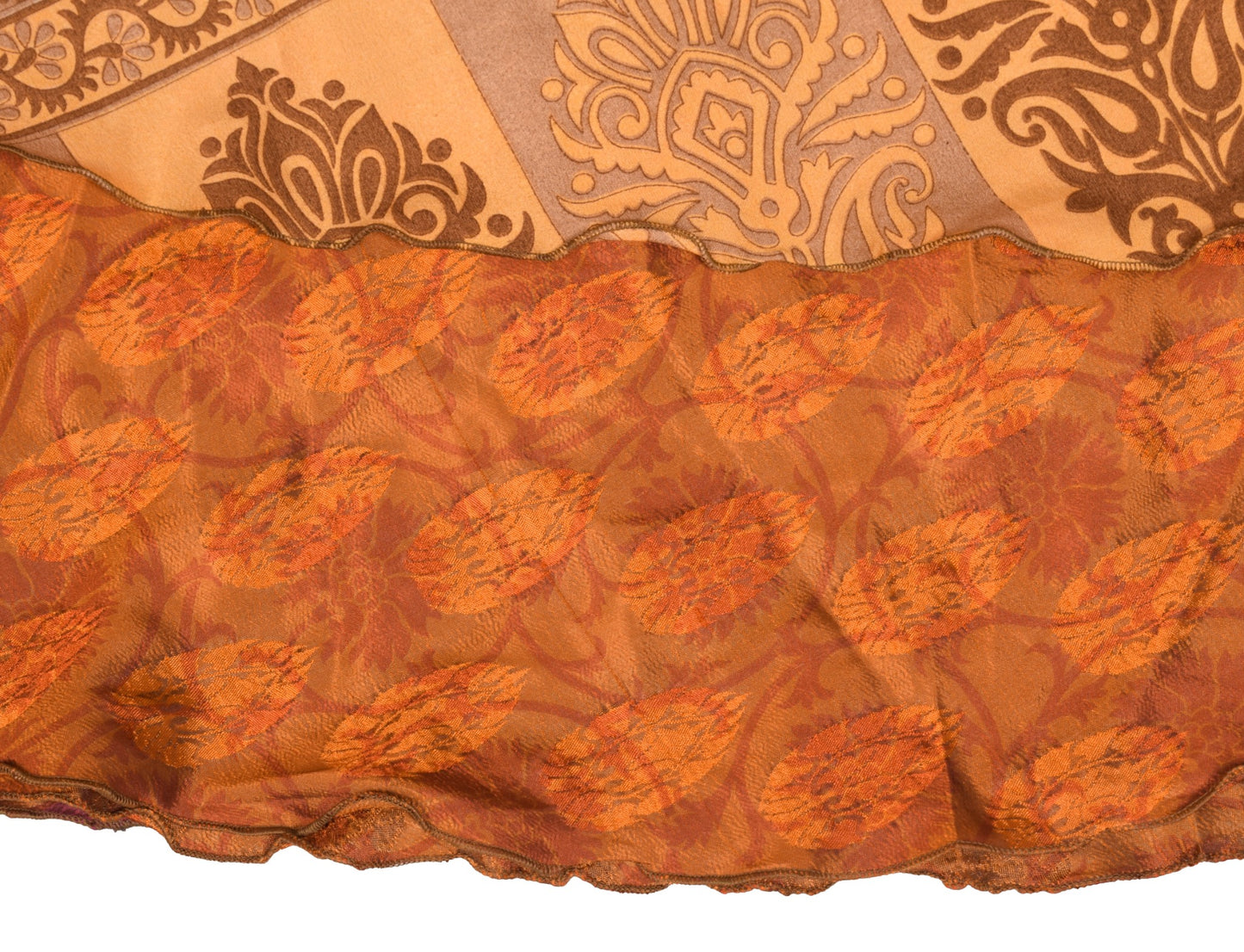 Sushila Vintage Rust Saree Magic Wrap Reversible Skirt Art Silk Beach Dress Clothing
