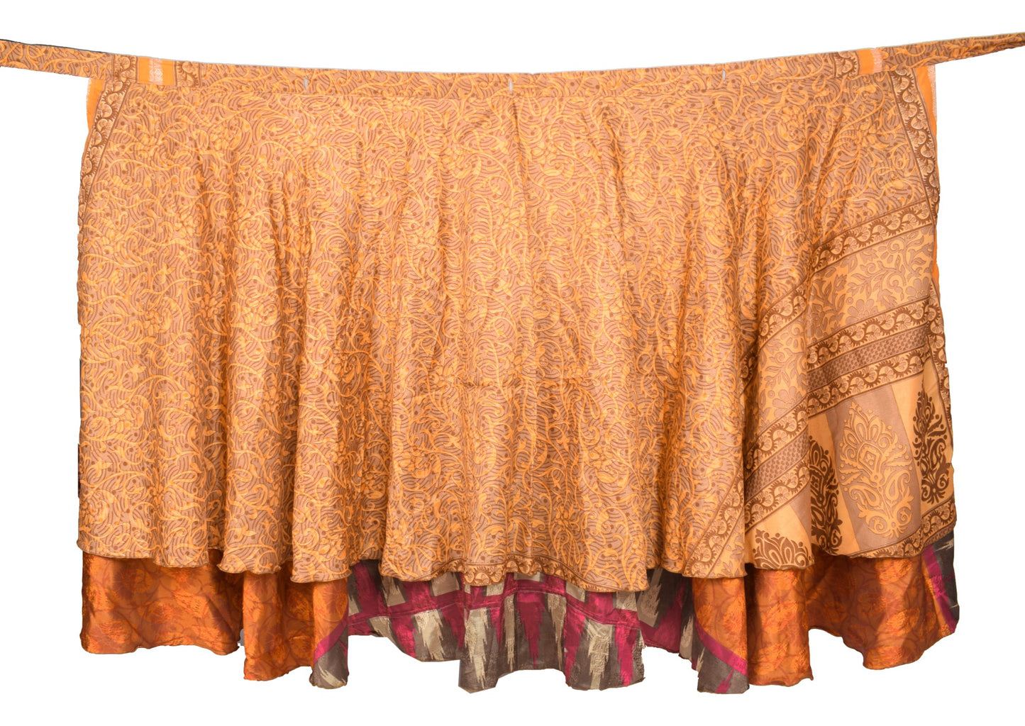 Sushila Vintage Rust Saree Magic Wrap Reversible Skirt Art Silk Beach Dress Clothing