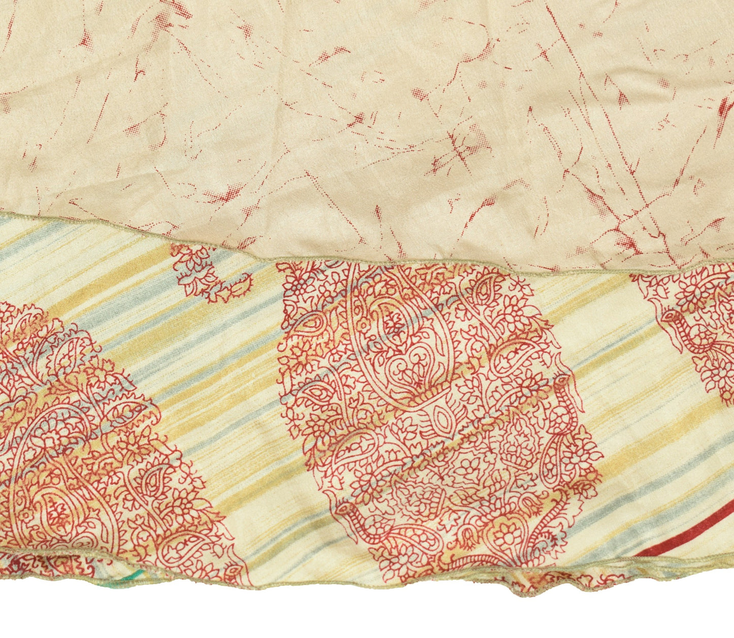 Sushila Vintage Cream Saree Magic Wrap Reversible Skirt Art Silk Beach Dress