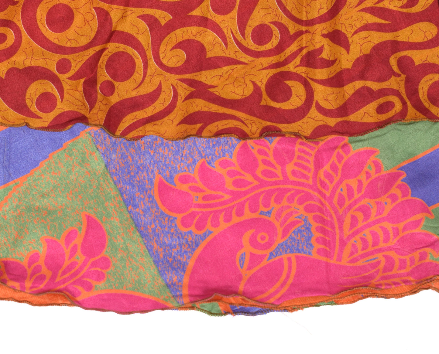 Sushila Vintage Art Silk Saree Magic Wrap Reversible Skirt Beach Dress Orange