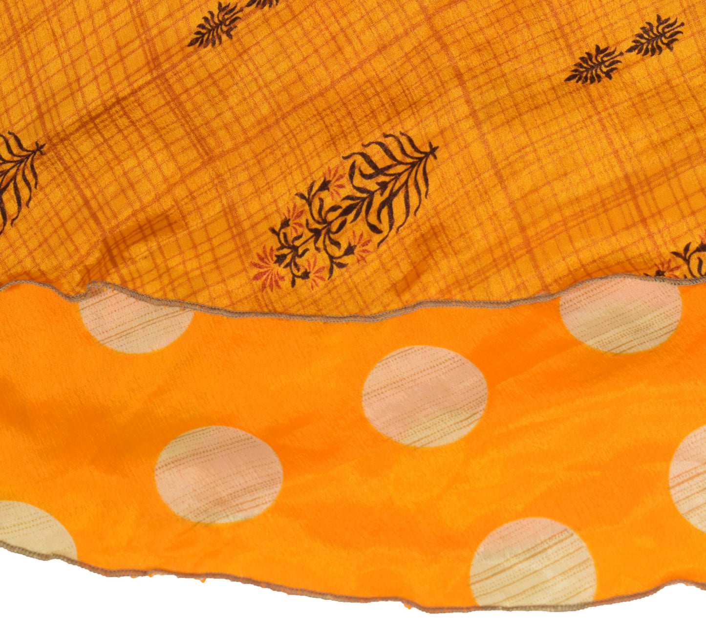 Sushila Vintage Orange Saree Magic Wrap Reversible Skirt Art silk Beach Dress