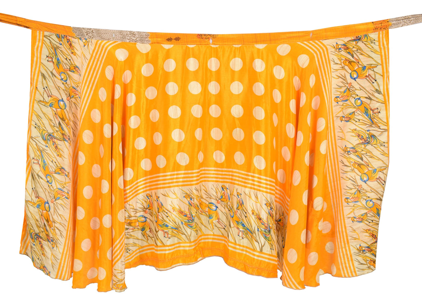 Sushila Vintage Orange Saree Magic Wrap Reversible Skirt Art silk Beach Dress