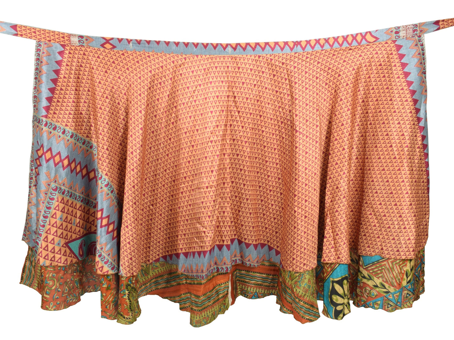 Sushila Vintage Art Silk Saree Magic Wrap Reversible Skirt Beach Rust Dress Boho