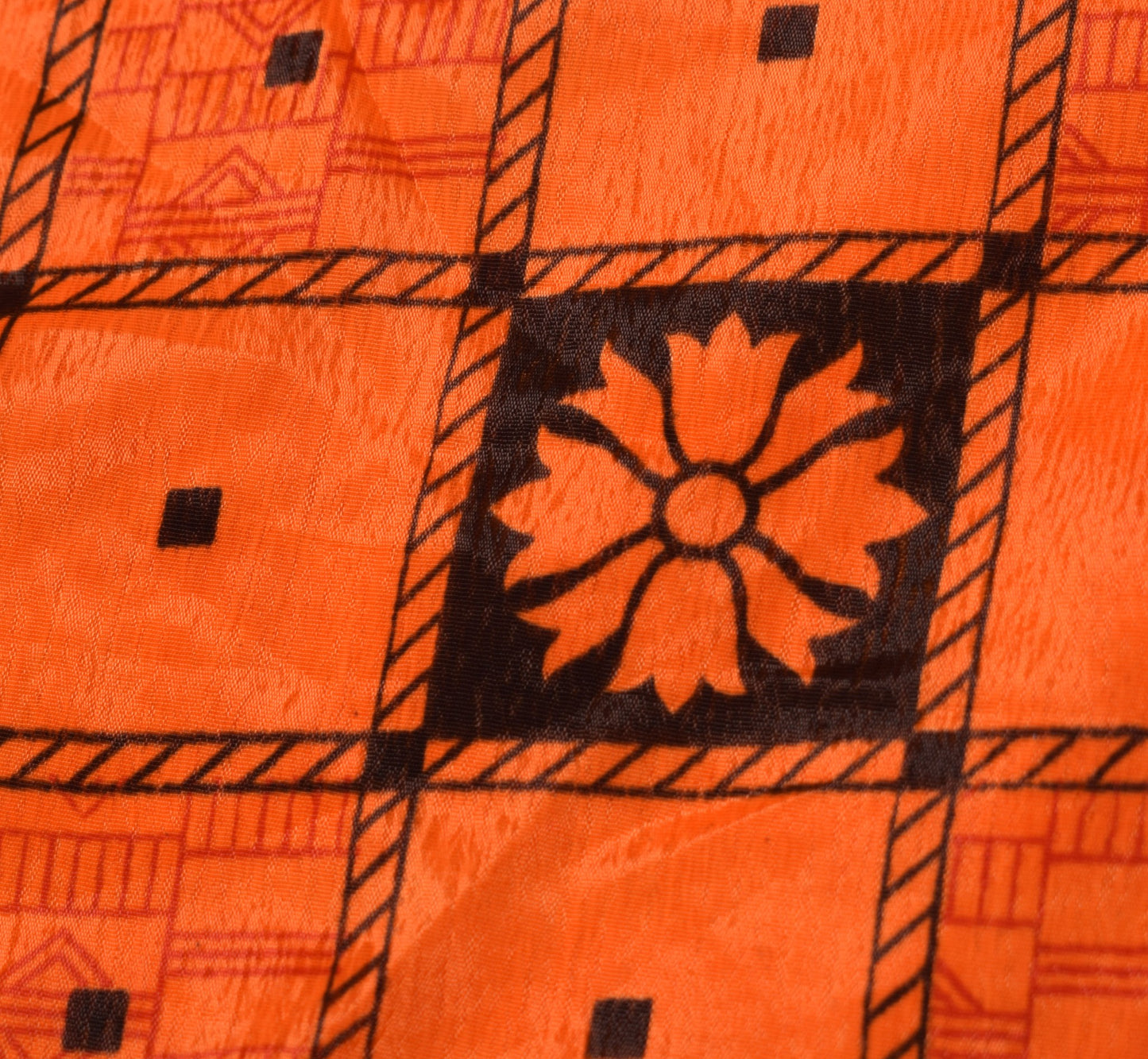 Sushila Vintage Orange Saree Magic Wrap Reversible Skirt Art Silk 2 Layer Beach Dress