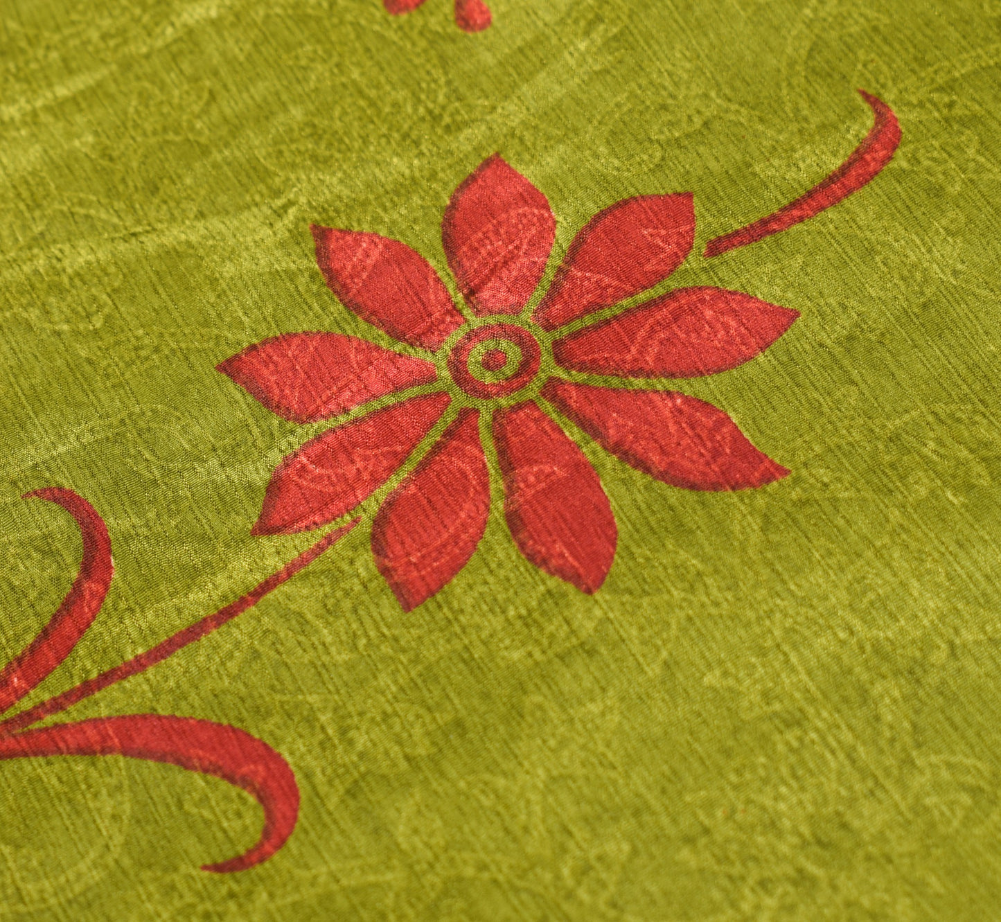 Sushila Vintage Henna Green Saree Magic Wrap Reversible Skirt Art Silk Beach Dress