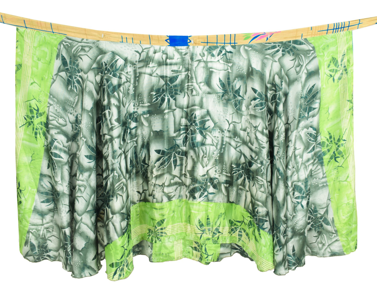 Sushila Vintage Art Silk Saree Magic Wrap Reversible Skirt 2 Layer Beach Dress