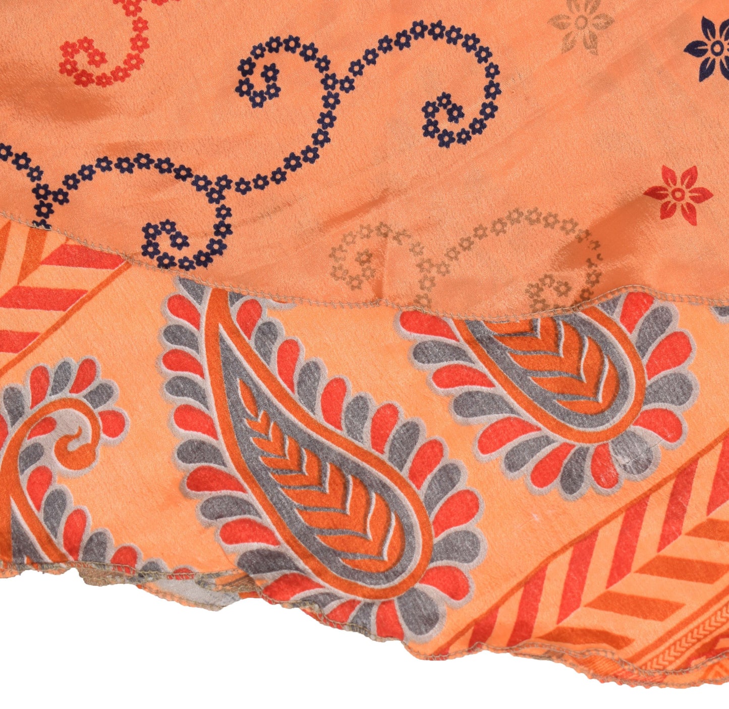 Sushila Vintage Art Silk Saree Magic Wrap Reversible Skirt 2Layer Beach Dress