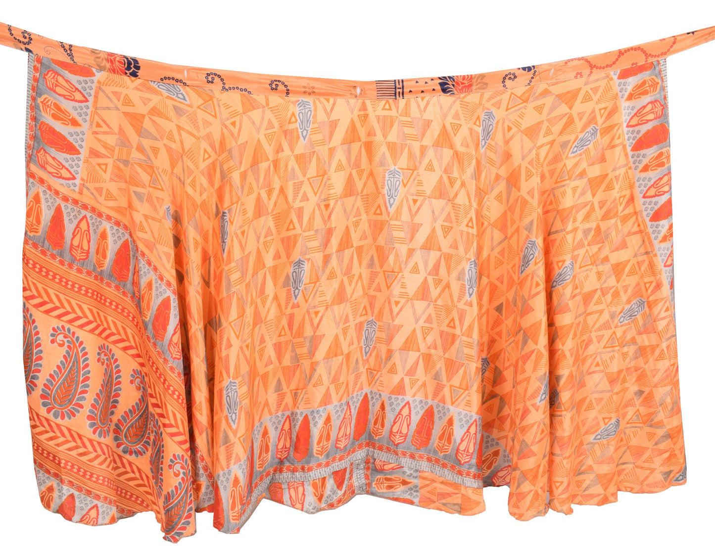 Sushila Vintage Art Silk Saree Magic Wrap Reversible Skirt 2Layer Beach Dress