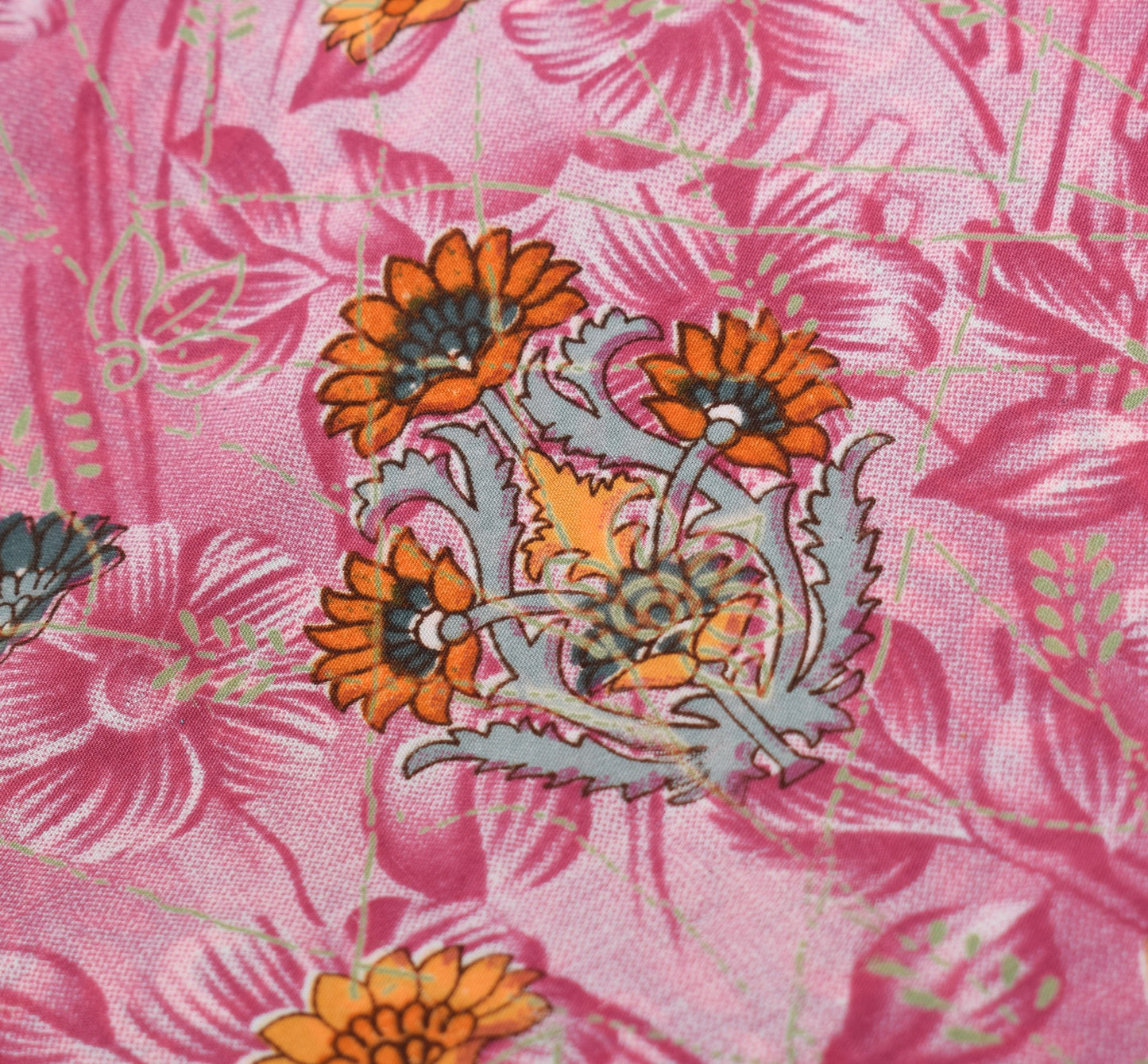 Sushila Vintage Pink Saree Magic Wrap Reversible Skirt Art Silk Beach Dress Floral