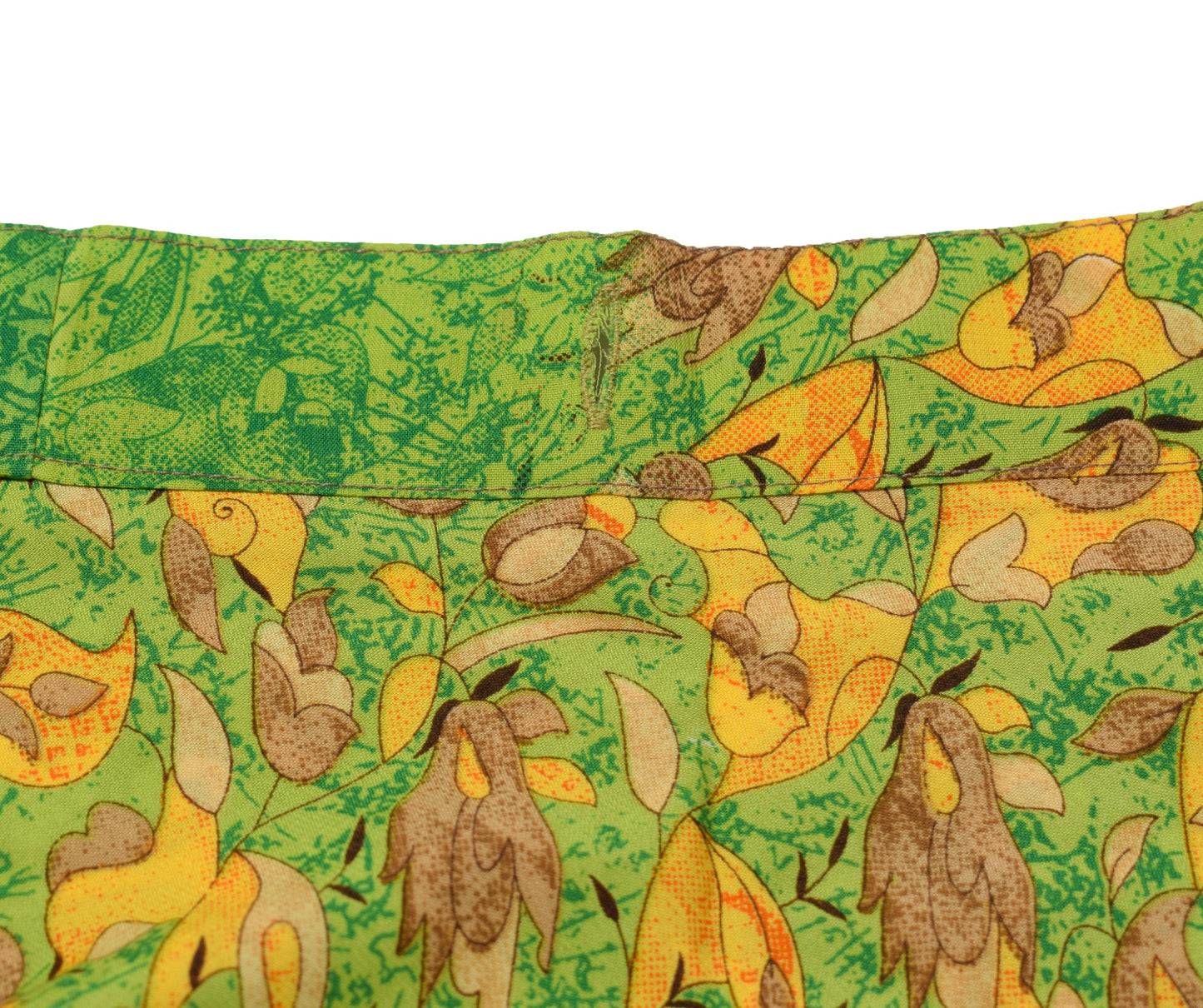 Sushila Vintage Art Silk Saree Green Magic Wrap Reversible Skirt Beach Dress