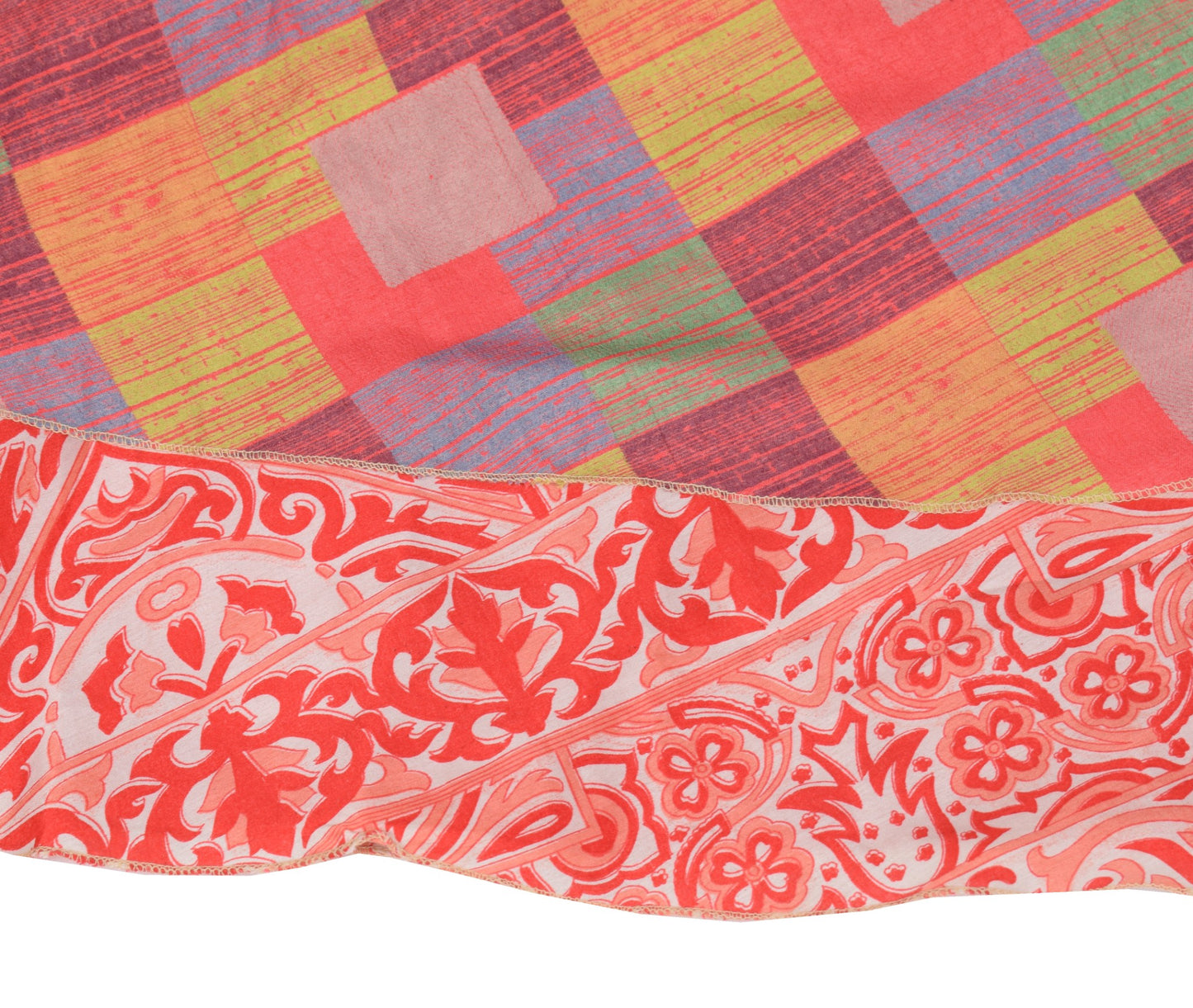 Sushila Vintage Art Silk Saree Pink Magic Wrap Reversible Skirt Beach Dress Boho
