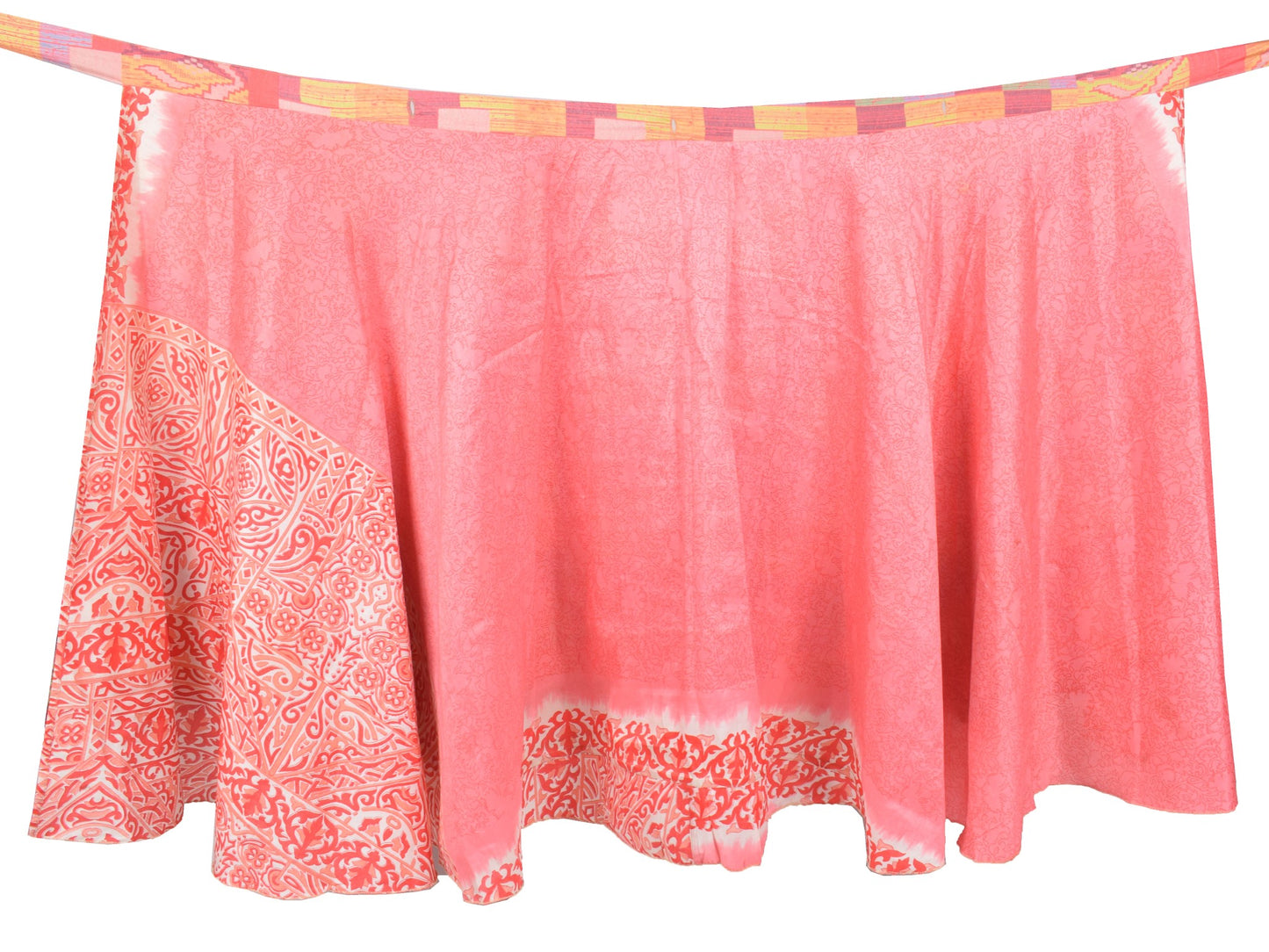 Sushila Vintage Art Silk Saree Pink Magic Wrap Reversible Skirt Beach Dress Boho