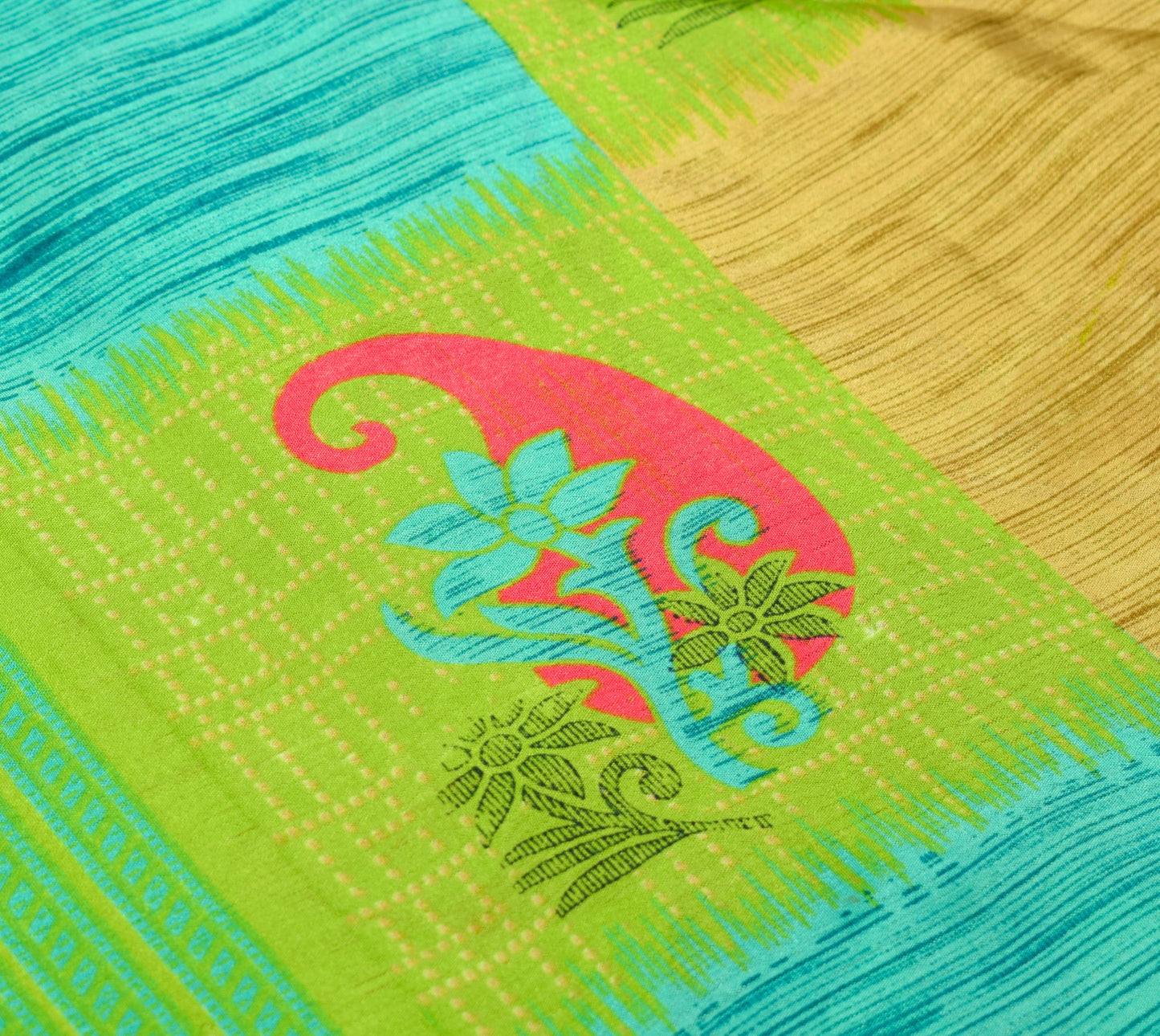 Sushila Vintage Parrot Green Saree Magic Wrap Reversible Skirt Art Silk Beach Dress