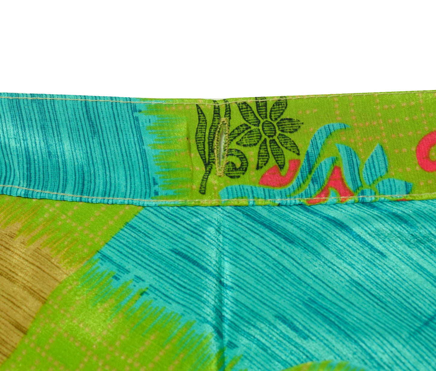 Sushila Vintage Parrot Green Saree Magic Wrap Reversible Skirt Art Silk Beach Dress