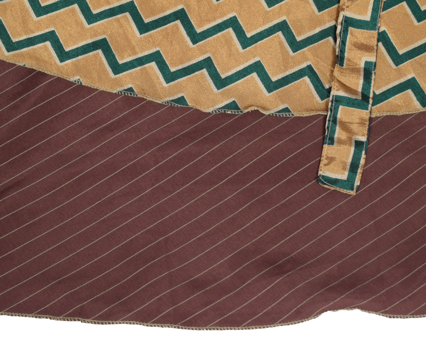 Sushila Vintage Art Silk Saree Magic Wrap Reversible Skirt Dark Brown Beach Dress