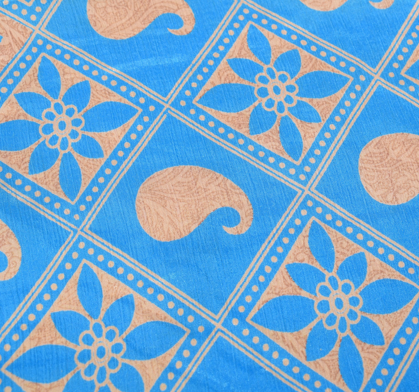 Sushila Vintage Art Silk Saree Magic Wrap Reversible Skirt Turq. Blue Beach Dress
