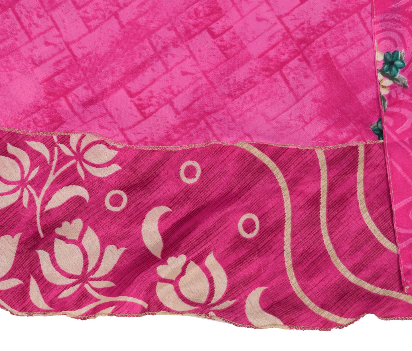 Sushila Vintage Art Silk Saree Magic Wrap Reversible Skirt Beach Dress Magenta Boho