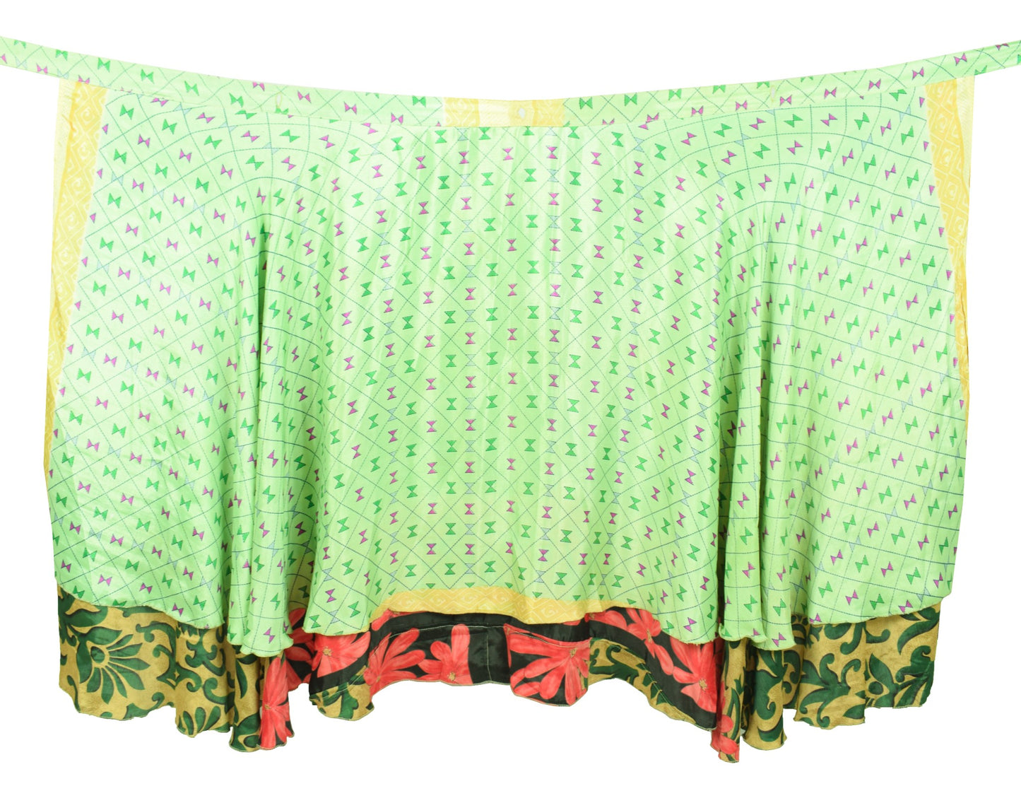 Sushila Vintage Floral Art Silk Saree Magic Wrap Reversible Skirt Beach Dress
