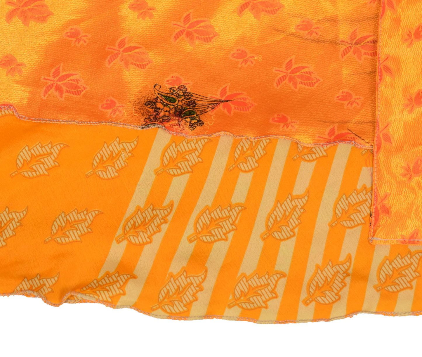 Sushila Vintage Art Silk Saree Magic Wrap Reversible Skirt Beach Dress Orange