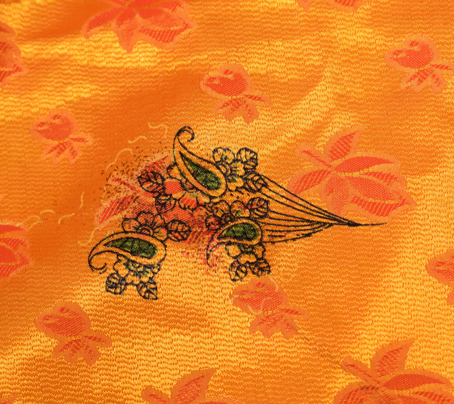 Sushila Vintage Art Silk Saree Magic Wrap Reversible Skirt Beach Dress Orange
