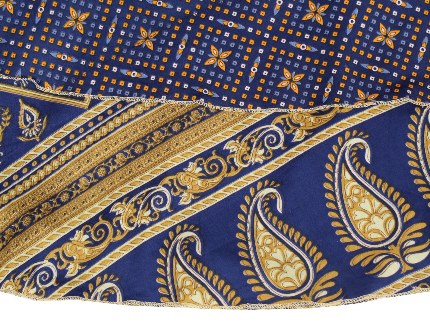 Sushila Vintage Art Silk Saree Magic Wrap Reversible Skirt Paisley Blue Beach Dress