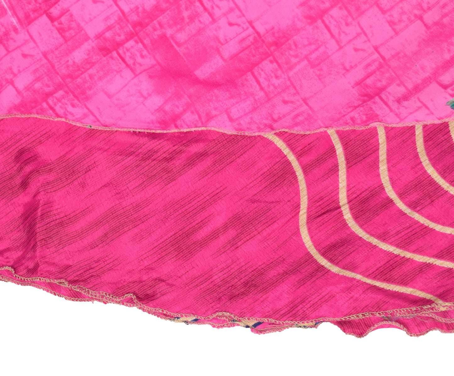 Sushila Vintage Art Silk Saree Magic Wrap Reversible Skirt Beach Dress Magenta