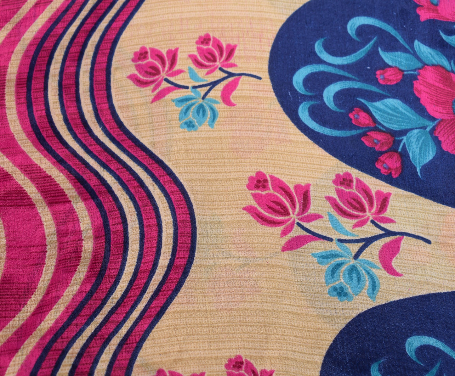 Sushila Vintage Art Silk Saree Magic Wrap Reversible Skirt Beach Dress Magenta