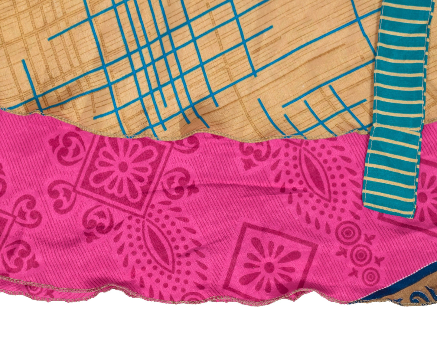 Sushila Vintage Art Silk Saree Magic Wrap Reversible Skirt Magenta Beach Dress