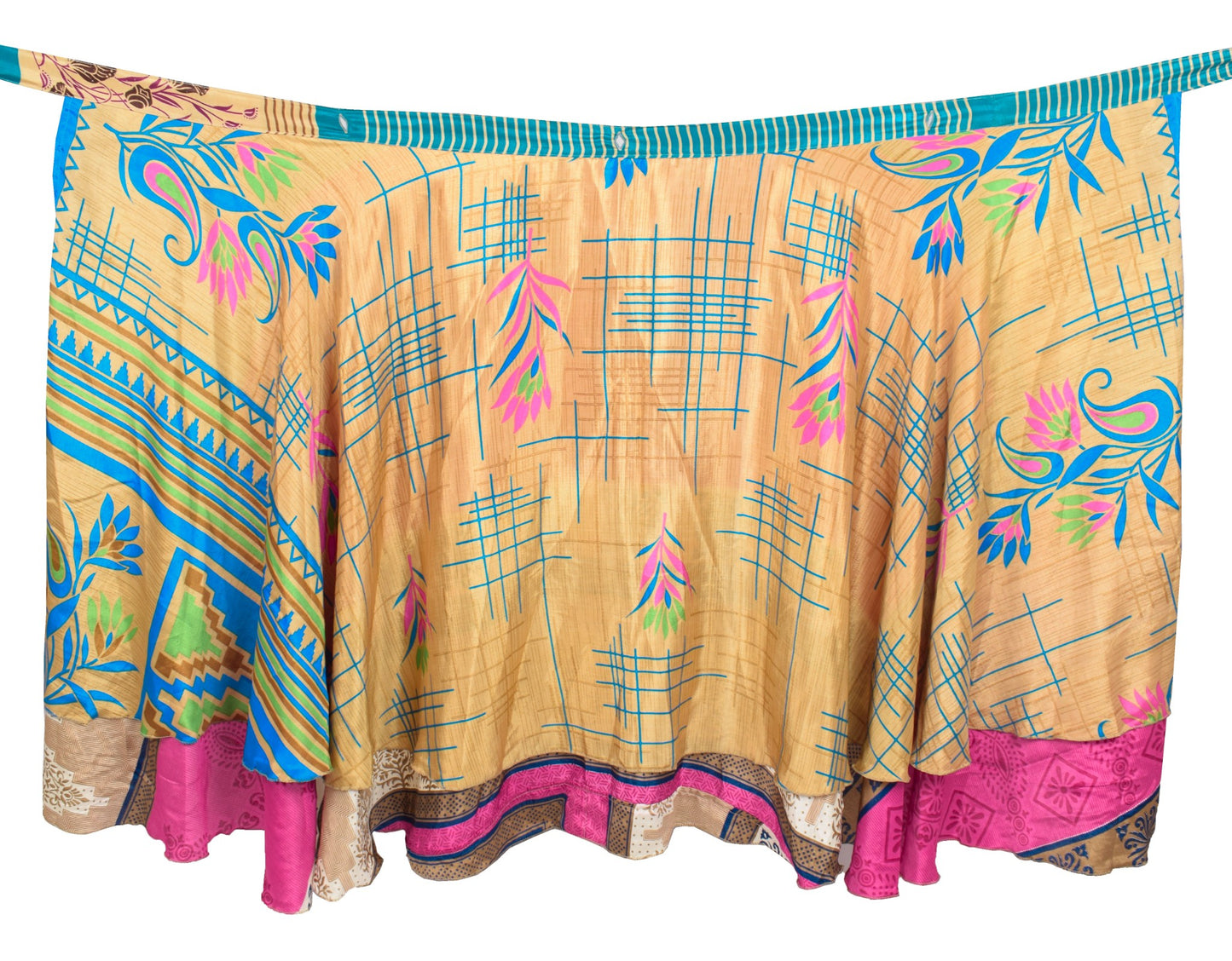 Sushila Vintage Art Silk Saree Magic Wrap Reversible Skirt Magenta Beach Dress