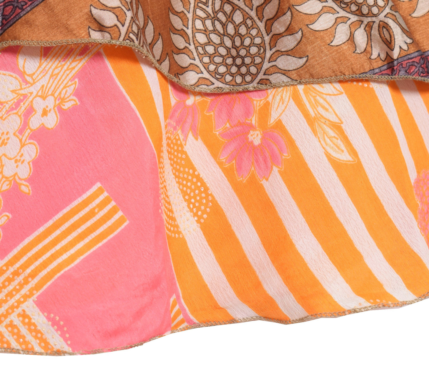 Sushila Vintage Pink Mini Wrap Magic Skirt Saree Reversible Art Silk Beach Dress 22"
