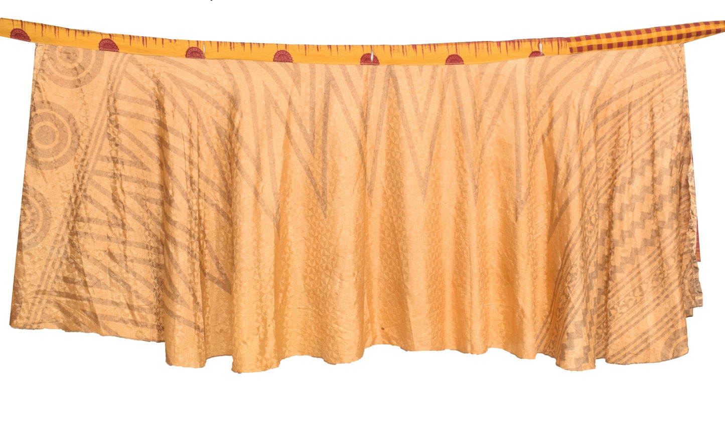 Sushila Vintage Peach Mini Wrap Magic Skirt Art Silk Saree Reversible Beach Dress