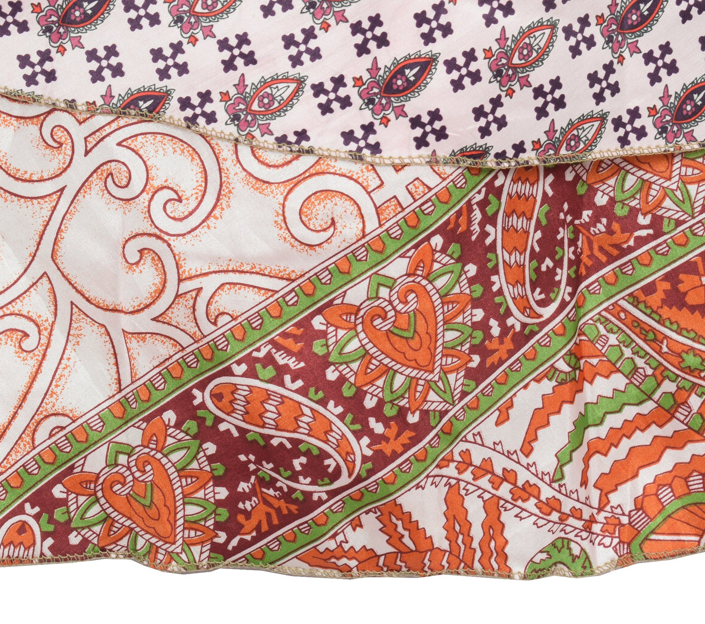Sushila Vintage Mini Wrap Magic Skirt Art Silk Indian Reversible Beach Dress