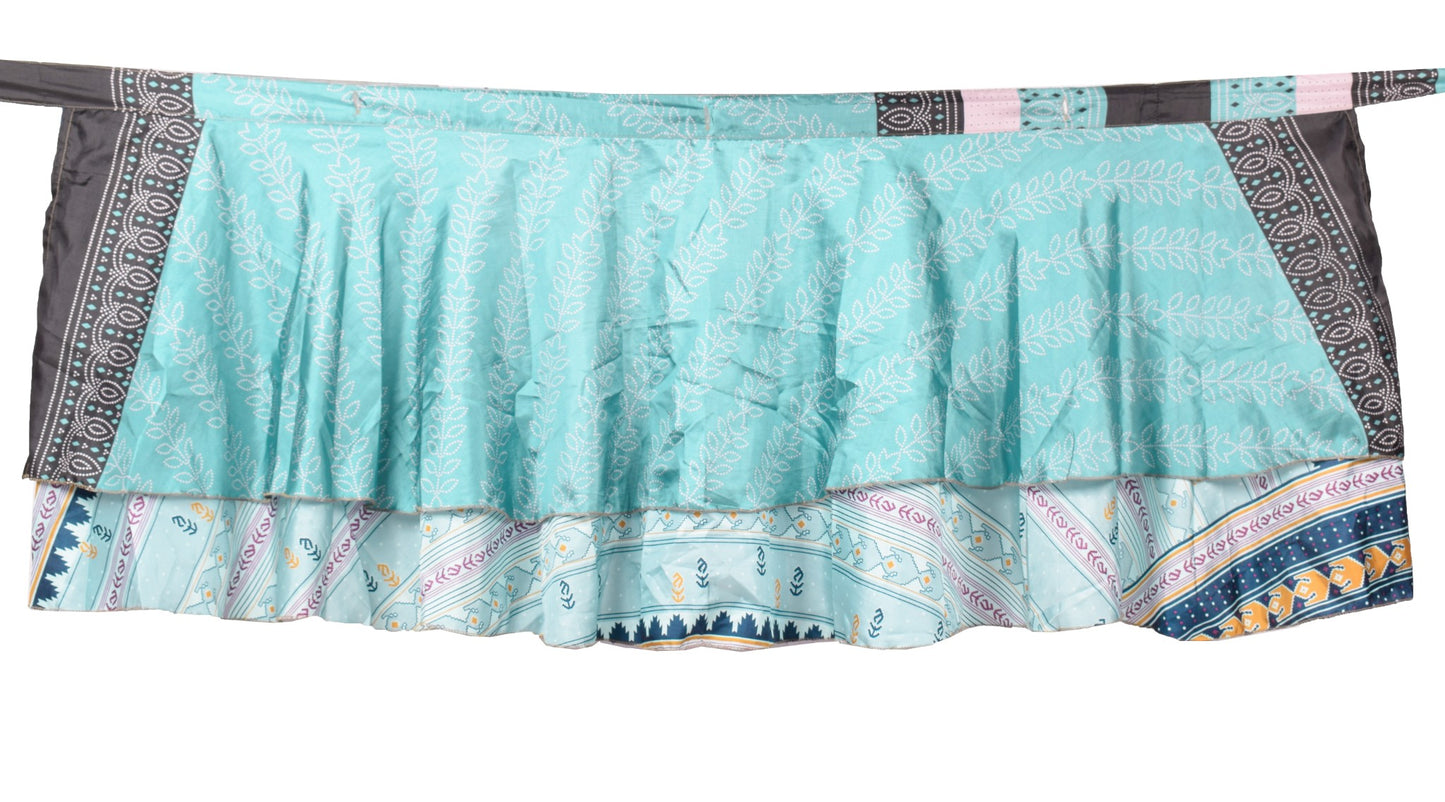 Sushila Vintage Mini Wrap Magic Skirt Indian Art Silk Reversible Beach Dress