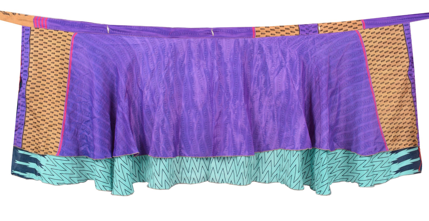 Sushila Vintage Purple Mini Wrap Magic Skirt Art Silk Reversible Beach Dress