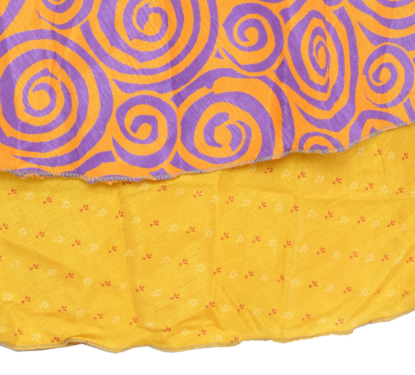 Sushila Vintage  Mini Wrap Magic Skirt Yellow Art Silk Reversible Beach Dress