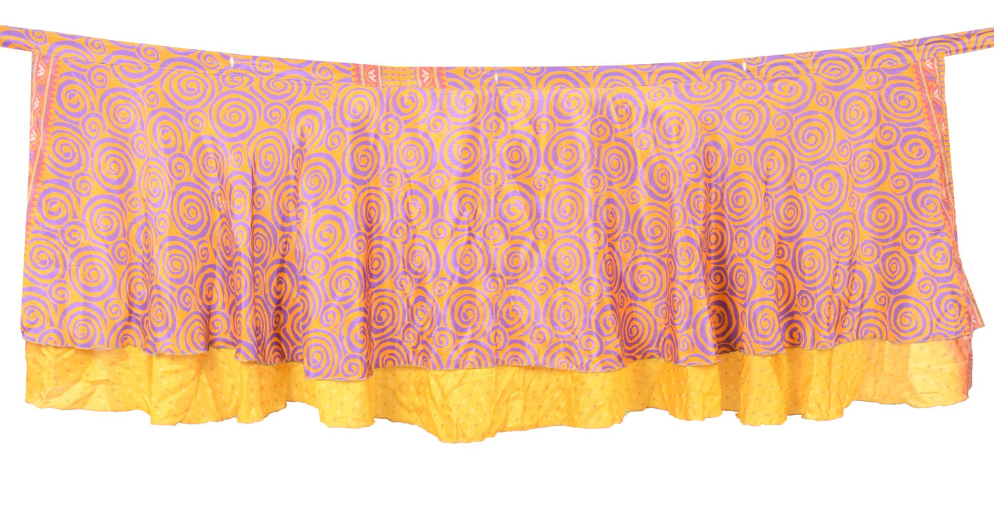 Sushila Vintage  Mini Wrap Magic Skirt Yellow Art Silk Reversible Beach Dress