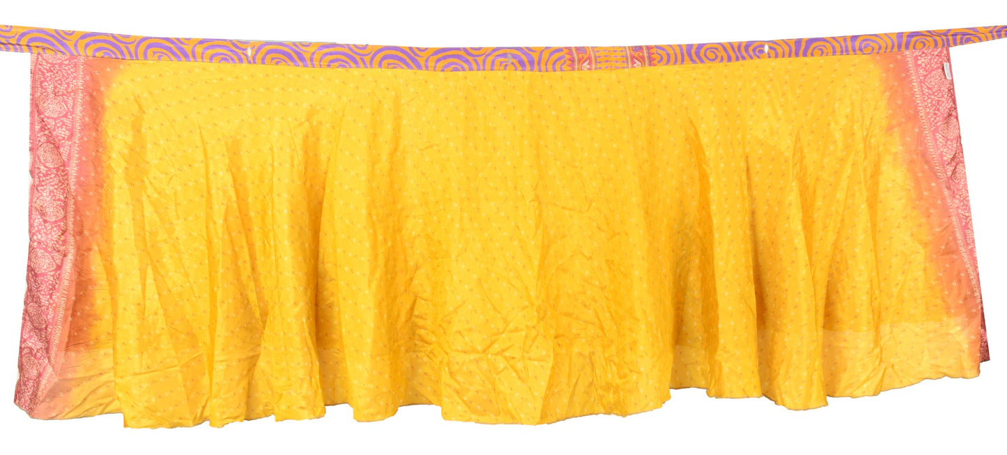 Sushila Vintage  Mini Wrap Magic Skirt Yellow Art Silk Reversible Beach Dress