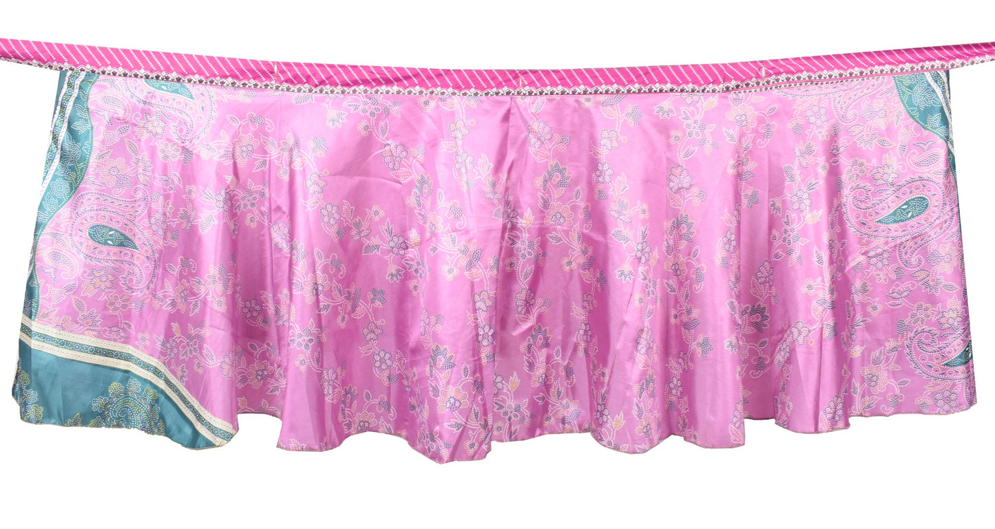 Sushila Vintage Magenta Mini Wrap Magic Skirt Art Silk Reversible Beach Dress