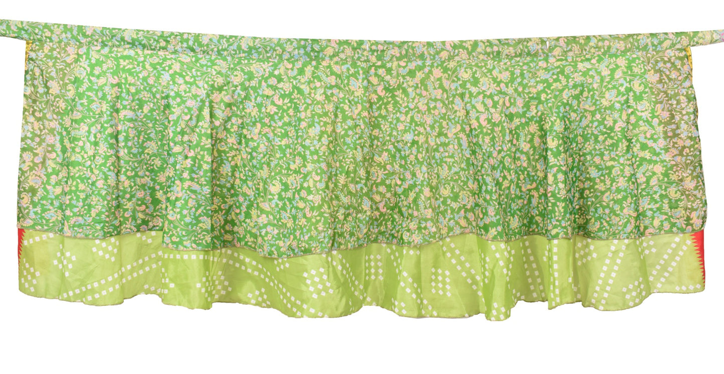 Sushila Vintage Mini Wrap Magic Skirt Art Silk Green Reversible Beach Dress Boho