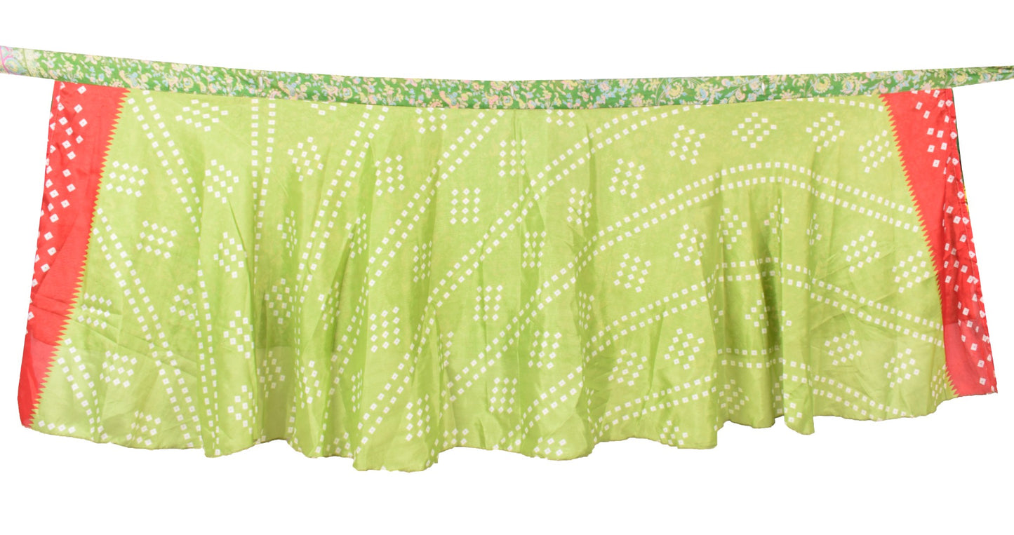 Sushila Vintage Mini Wrap Magic Skirt Art Silk Green Reversible Beach Dress Boho