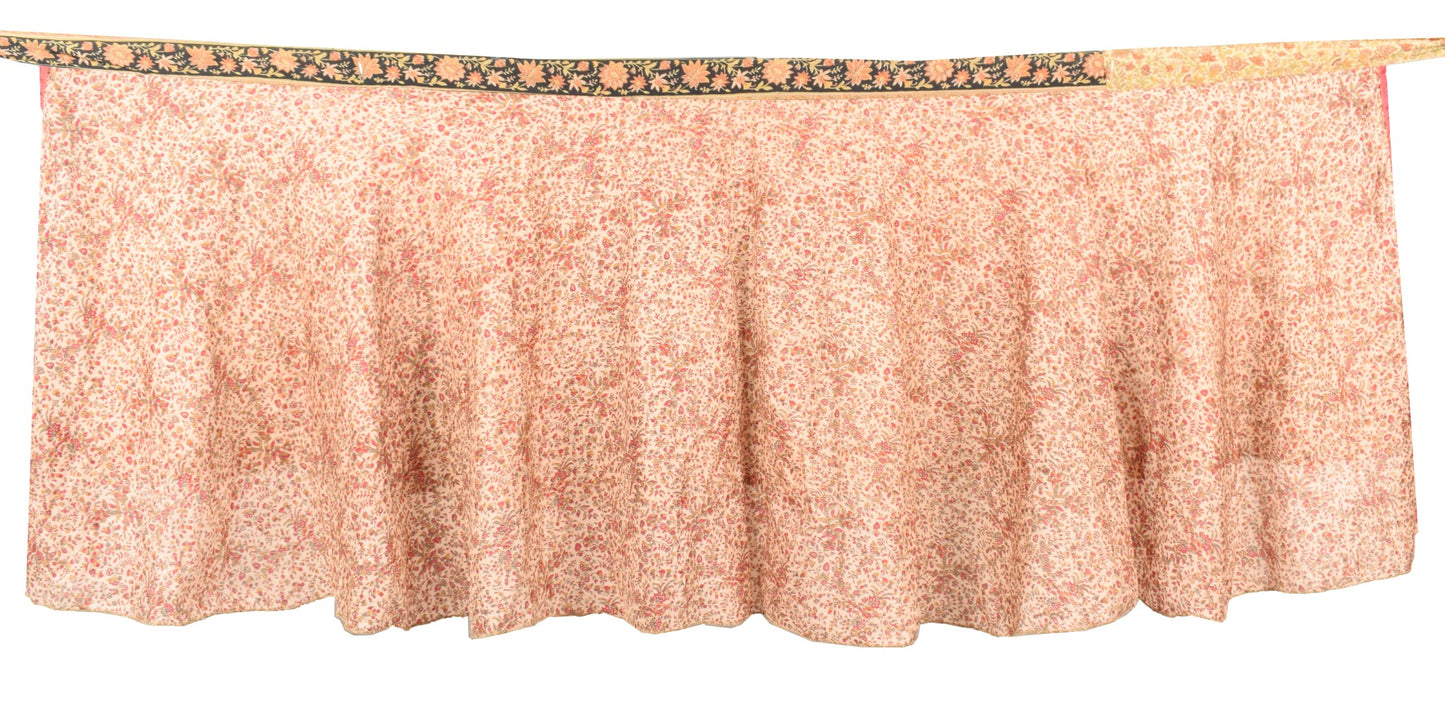 Sushila Vintage Peach Mini Wrap Magic Skirt Art Silk Reversible Beach Dress Boho