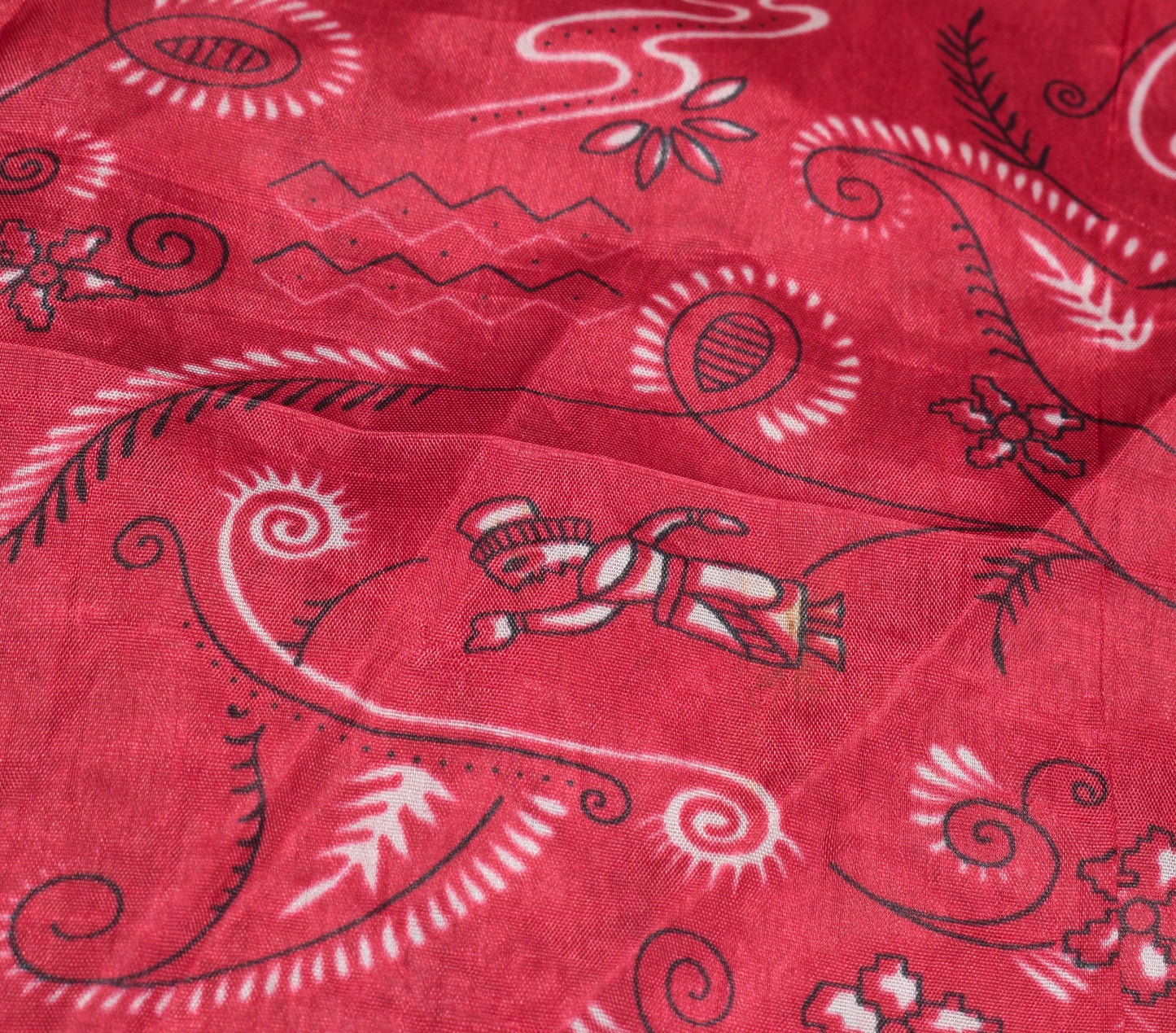 Sushila Vintage Red Floral Mini Wrap Magic Skirt Art Silk Reversible Beach Dress